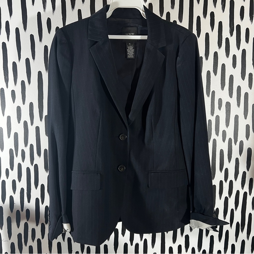 J.Crew Navy Pinstripe Super 120 blazer- size 6